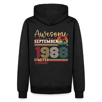 Awesome September 1988 34. Geburtstag Geschenk - Männer Premium Bio Hoodie - Schwarz - Hinten - Nico (187cm)