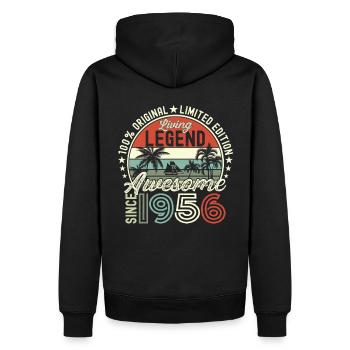 Awesome September 1956 66. Geburtstag Geschenk - Männer Premium Bio Hoodie - Schwarz - Hinten - Nico (187cm)