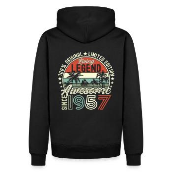Awesome September 1957 65. Geburtstag Geschenk - Männer Premium Bio Hoodie - Schwarz - Hinten - Nico (187cm)