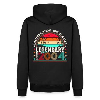 Légendaire cadeau d’anniversaire de septembre 2004 - Sweat à capuche Premium bio Homme - noir - Dos - Nico (187cm)