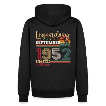 Légendaire cadeau du 70e anniversaire de septembre 1952 - Sweat à capuche Premium bio Homme - noir - Dos - Nico (187cm)