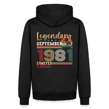 Legendary September 1981 41st birthday gift - Men’s Premium Organic Hoodie - black - Back - Nico (187cm)