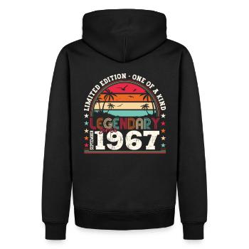 Legendary September 1967 55th birthday gift - Men’s Premium Organic Hoodie - black - Back - Nico (187cm)