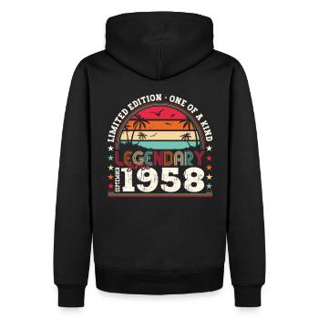 Legendary September 1958 64th birthday gift - Men’s Premium Organic Hoodie - black - Back - Nico (187cm)