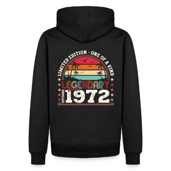 Légendaire cadeau du 50e anniversaire de septembre 1972 - Sweat à capuche Premium bio Homme - noir - Dos - Nico (187cm)