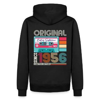 Septembre Né 1956 Cadeau du 66e anniversaire - Sweat à capuche Premium bio Homme - noir - Dos - Nico (187cm)