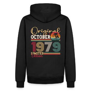 Original Octobre 1979 43ème Anniversaire Cadeau Cool - Sweat à capuche Premium bio Homme - noir - Dos - Nico (187cm)