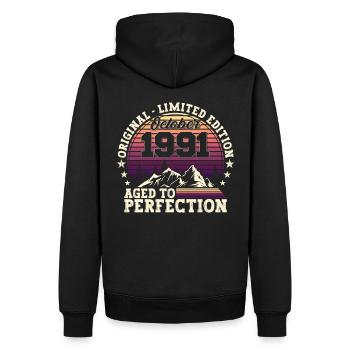 Original Oktober 1991 31. Geburtstag Geschenk - Männer Premium Bio Hoodie - Schwarz - Hinten - Nico (187cm)