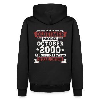 Oldtimer Octobre 2000 22ème cadeau d’anniversaire - Sweat à capuche Premium bio Homme - noir - Dos - Nico (187cm)