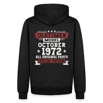Oldtimer Octobre 1972 cadeau de 50e anniversaire - Sweat à capuche Premium bio Homme - noir - Dos - Nico (187cm)