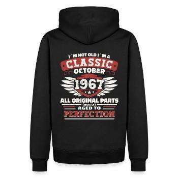Classic October 1967 55th Birthday Gift - Men’s Premium Organic Hoodie - black - Back - Nico (187cm)