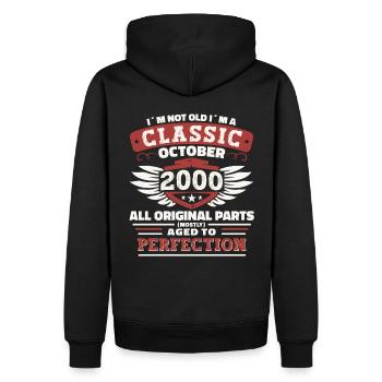 Classic Octobre 2000 22ème cadeau d’anniversaire - Sweat à capuche Premium bio Homme - noir - Dos - Nico (187cm)