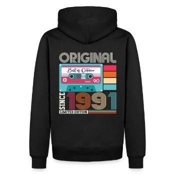 Oktober Jahrgang 1991 31. Geburtstag Geschenk Tape - Männer Premium Bio Hoodie - Schwarz - Hinten - Nico (187cm)