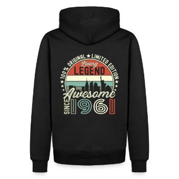 Né en 1961 61ème anniversaire Cadeau New York - Sweat à capuche Premium bio Homme - noir - Dos - Nico (187cm)