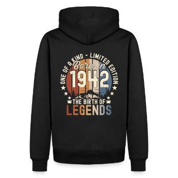 Légendaire depuis 1942 80ème cadeau d’anniversaire Génial - Sweat à capuche Premium bio Homme - noir - Dos - Nico (187cm)