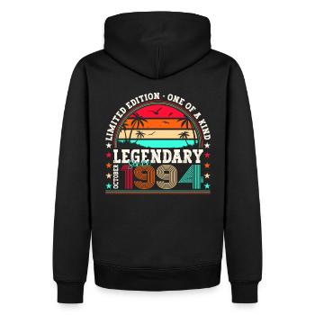 Légendaire depuis octobre 1994 cadeau de 28e anniversaire - Sweat à capuche Premium bio Homme - noir - Dos - Nico (187cm)