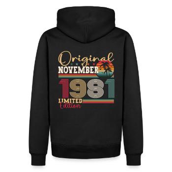 Original November 1981 41st Birthday Gift - Men’s Premium Organic Hoodie - black - Back - Nico (187cm)