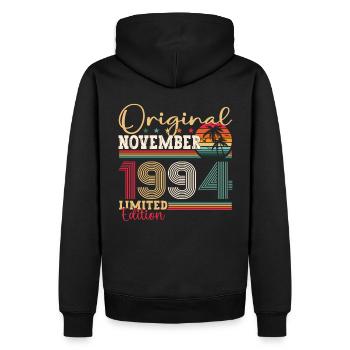 Original Novembre 1994 28th Birthday Gift - Sweat à capuche Premium bio Homme - noir - Dos - Nico (187cm)