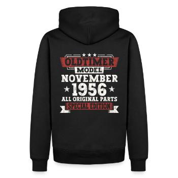 Oldtimer Novembre 1956 Cadeau du 66e anniversaire - Sweat à capuche Premium bio Homme - noir - Dos - Nico (187cm)