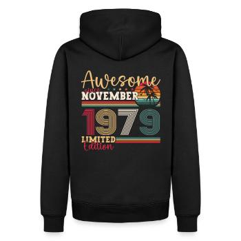 Original novembre 1979 Cadeau du 43e anniversaire - Sweat à capuche Premium bio Homme - noir - Dos - Nico (187cm)