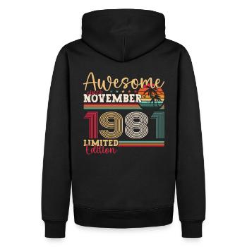 Original November 1981 41st birthday gift - Men’s Premium Organic Hoodie - black - Back - Nico (187cm)