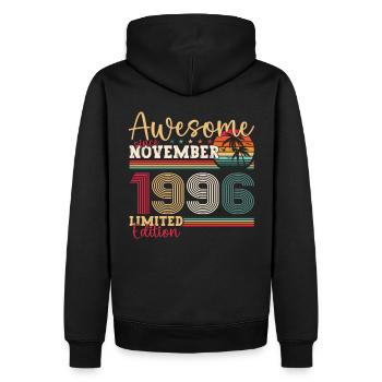 Original November 1996 26th Birthday Gift - Men’s Premium Organic Hoodie - black - Back - Nico (187cm)