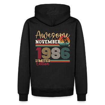 Original novembre 1986 Cadeau du 36e anniversaire - Sweat à capuche Premium bio Homme - noir - Dos - Nico (187cm)
