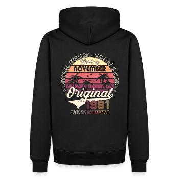 Original November 1981 41st birthday gift - Men’s Premium Organic Hoodie - black - Back - Nico (187cm)