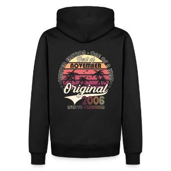 Original November 2006 16th Birthday Gift - Men’s Premium Organic Hoodie - black - Back - Nico (187cm)