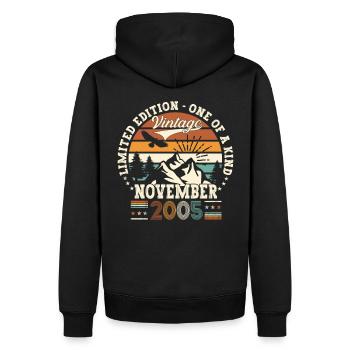 Original November 2005 17th Birthday Gift - Men’s Premium Organic Hoodie - black - Back - Nico (187cm)