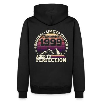 November Jahrgang 1999 - 23. Geburtstag Geschenk - Männer Premium Bio Hoodie - Schwarz - Hinten - Nico (187cm)