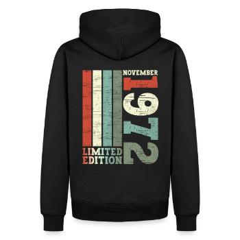 November born 1972 50th birthday present - Men’s Premium Organic Hoodie - black - Back - Nico (187cm)