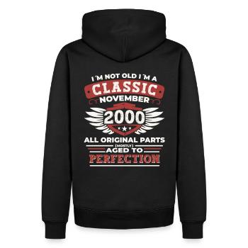 Classic novembre 2000 - Cadeau du 22e anniversaire - Sweat à capuche Premium bio Homme - noir - Dos - Nico (187cm)