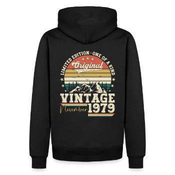Original novembre 1979 Cadeau du 43e anniversaire - Sweat à capuche Premium bio Homme - noir - Dos - Nico (187cm)