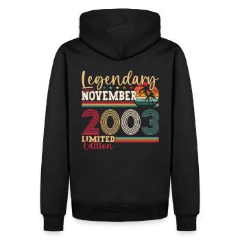 Legend November 2003 19th Birthday Gift Fun - Men’s Premium Organic Hoodie - black - Back - Nico (187cm)