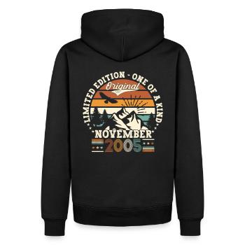 Original November 2005 17th Birthday Gift - Men’s Premium Organic Hoodie - black - Back - Nico (187cm)