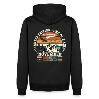 Original novembre 1955 67e anniversaire cadeau - Sweat à capuche Premium bio Homme - noir - Dos - Nico (187cm)