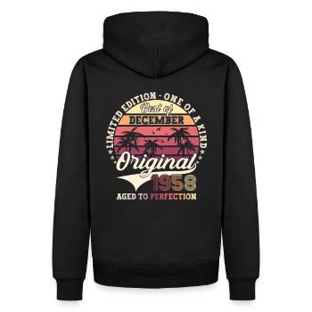 Original December 1958 64th birthday gift - Men’s Premium Organic Hoodie - black - Back - Nico (187cm)