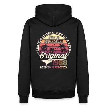 Original December 1968 54th Birthday Gift - Men’s Premium Organic Hoodie - black - Back - Nico (187cm)