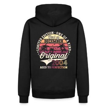 Original December 2004 18th Birthday Gift - Men’s Premium Organic Hoodie - black - Back - Nico (187cm)