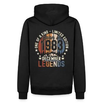Cadeau original du 39e anniversaire de décembre 1983 - Sweat à capuche Premium bio Homme - noir - Dos - Nico (187cm)