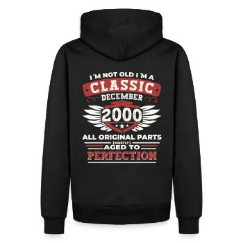 Classique Décembre 2000 - Cadeau du 22e anniversaire - Sweat à capuche Premium bio Homme - noir - Dos - Nico (187cm)