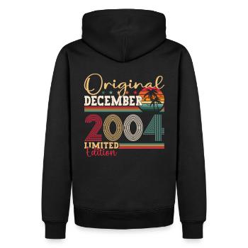 Original December 2004 18th Birthday Gift - Men’s Premium Organic Hoodie - black - Back - Nico (187cm)