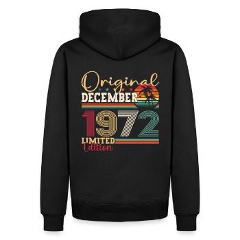 Cadeau original du 50e anniversaire de décembre 1972 - Sweat à capuche Premium bio Homme - noir - Dos - Nico (187cm)