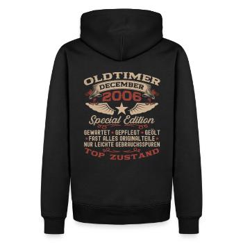 Oldtimer Dezember 2006 - 16. Geburtstag Geschenk - Männer Premium Bio Hoodie - Schwarz - Hinten - Nico (187cm)