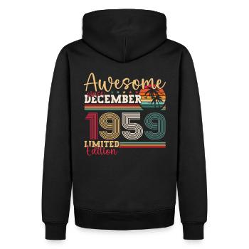 Né en décembre 1959 cadeau de 63e anniversaire - Sweat à capuche Premium bio Homme - noir - Dos - Nico (187cm)