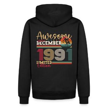 Décembre Né 1991 Cadeau de 31e anniversaire - Sweat à capuche Premium bio Homme - noir - Dos - Nico (187cm)