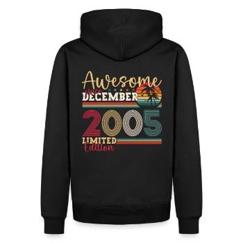 Décembre Année 2005 Cadeau du 17e anniversaire - Sweat à capuche Premium bio Homme - noir - Dos - Nico (187cm)