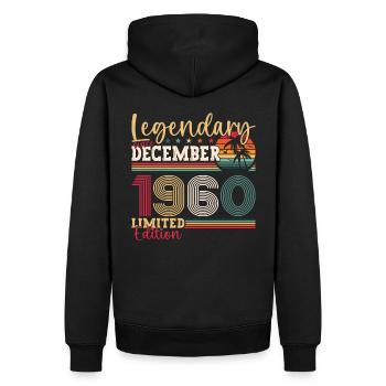 Né en décembre 1960 cadeau de 62e anniversaire - Sweat à capuche Premium bio Homme - noir - Dos - Nico (187cm)