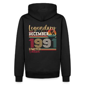 Décembre Né 1991 Cadeau de 31e anniversaire - Sweat à capuche Premium bio Homme - noir - Dos - Nico (187cm)